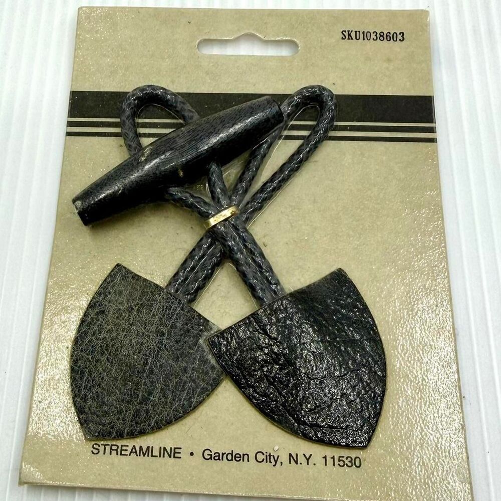 Black Leather toggle button closures by  Streamline for coats wraps or jackets